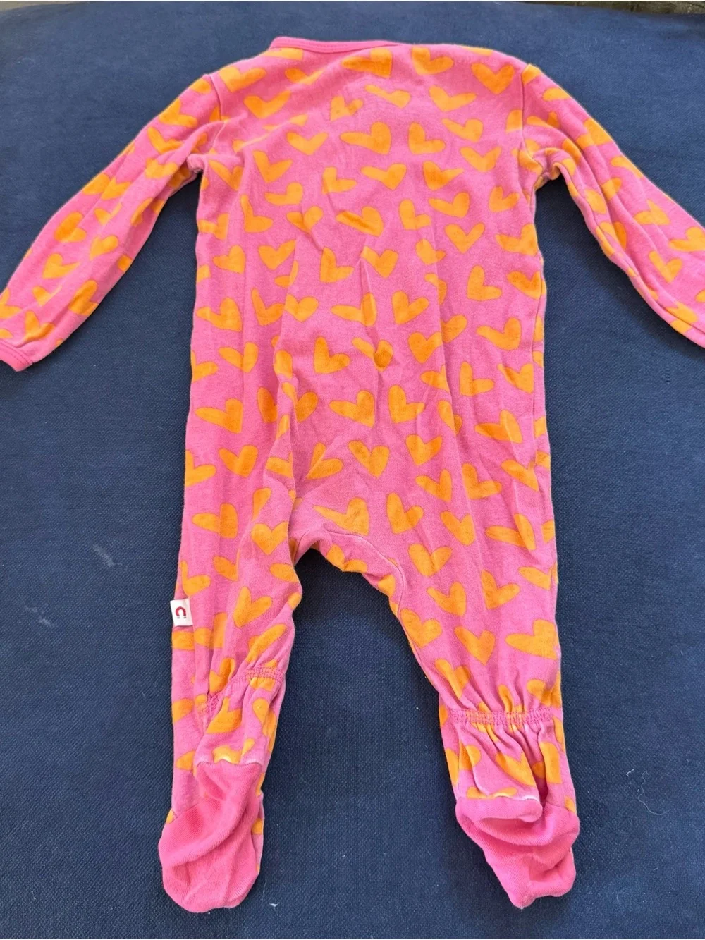 Bundle of 2 Magnetic Me Pink & Orange Heart Elephant Footed PJs 6-9m 100%Cotton